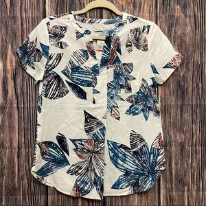 Van Heusen | leaf print linen top